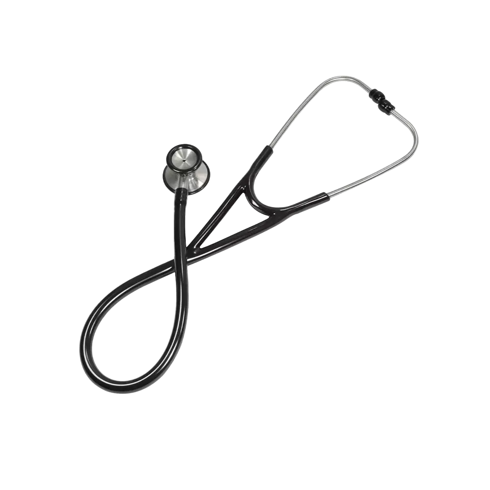 Estetoscopio de doble cabeza Deluxe, color negro, Med-Comfort: comprar estetoscopio de cabeza plana con tubo en Y de 56 cm de longitud y olivas de repuesto blandas con bucles metálicos para una acústica excelente para su uso en medicina y cuidados como su