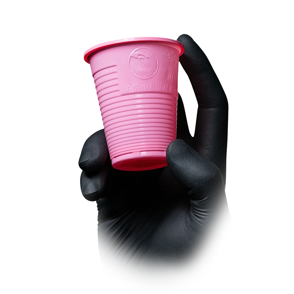 Vaso de enjuague bucal de PE,180 ml, color rosa, polietileno: comprar vaso de enjuague bucal de PE resistente y antideslizante con borde redondeado para tratamientos dentales.