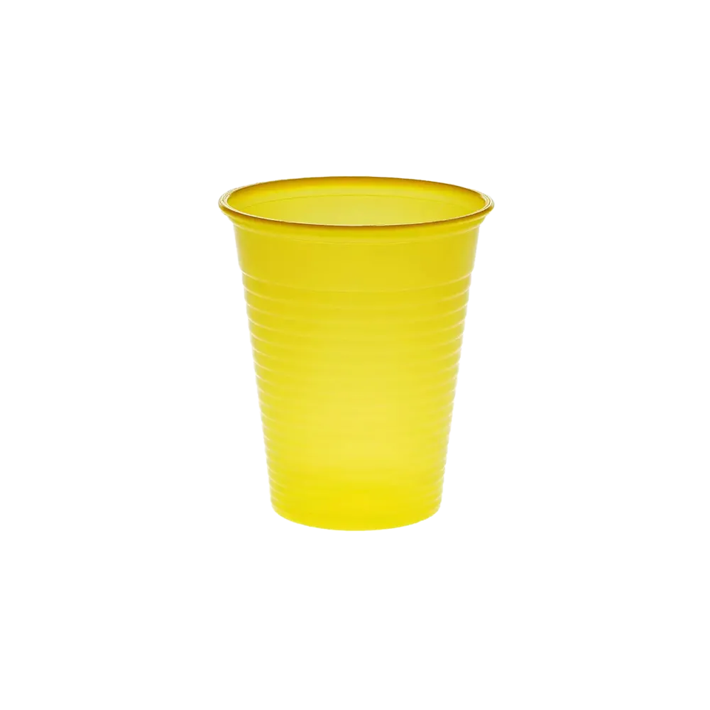 Vaso de enjuague bucal de PE, 180 ml, color amarillo, Polietileno: comprar Vaso de enjuague bucal de PE resistente y antideslizante con borde redondeado para uso dental.