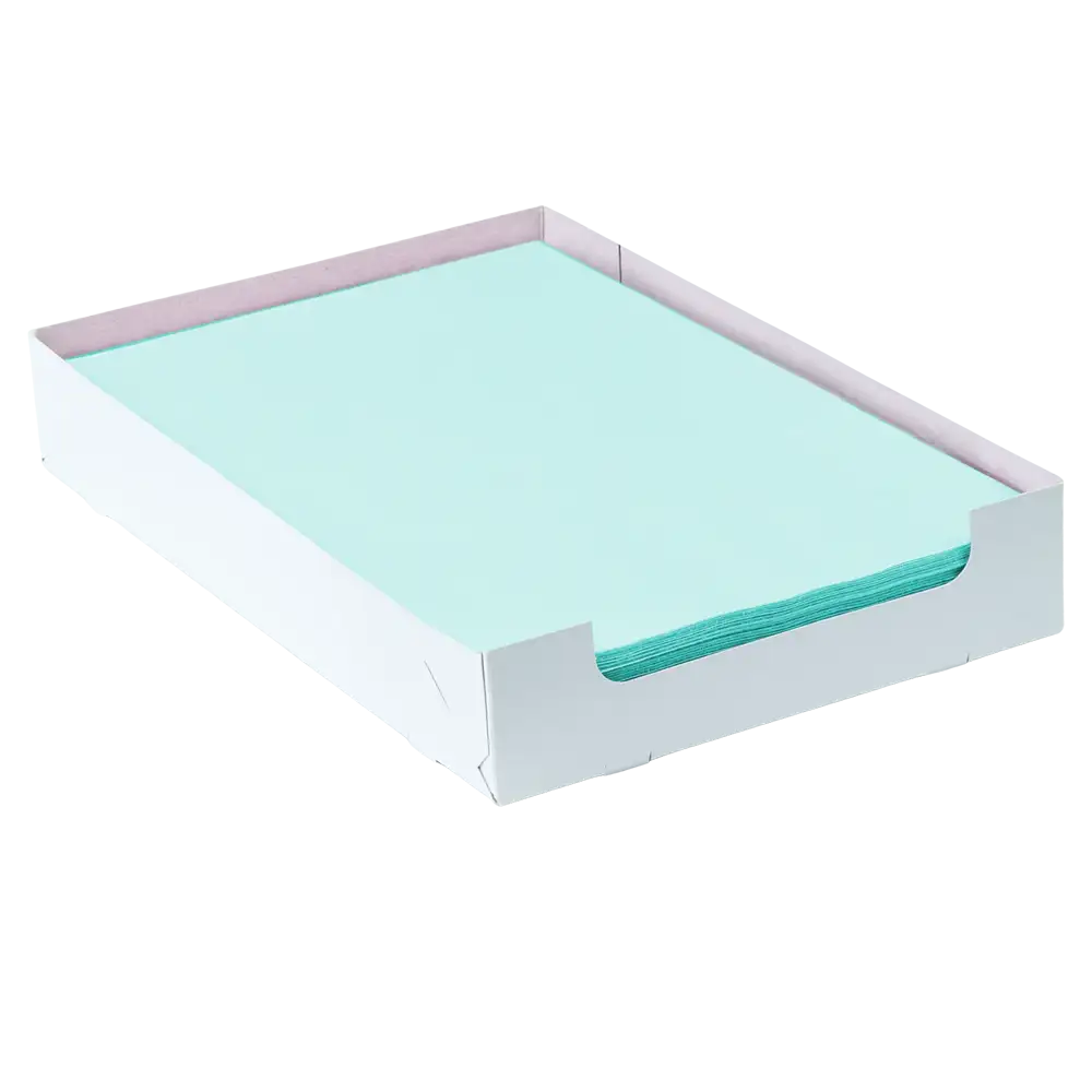 Caja de papel filtro desechable para bandejas, 18 x 28 cm, color verde, celulosa: comprar almohadilla de crepe dental para uso único durante los tratamientos dentales.