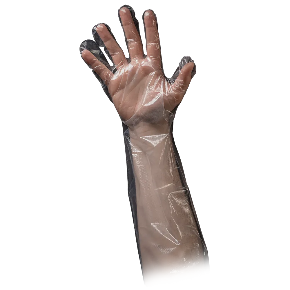 Guante de PE, transparente, talla única, martillado, Med-Comfort: comprar guantes desechables de PE.