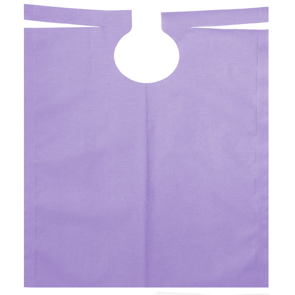 Capa de paciente con revestimiento de PE, color morado, 500 x 600 mm: comprar capa de paciente para uso dental.