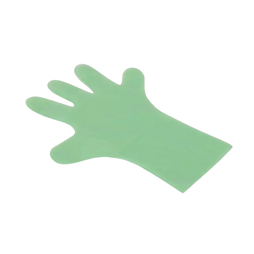 Guante de PE, verde, talla L, martillado, Med-Comfort: comprar guantes desechables de PE.