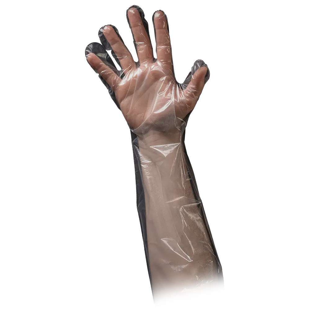 Guante de PE, transparente, talla única, martillado, Med-Comfort: comprar guantes desechables de PE.