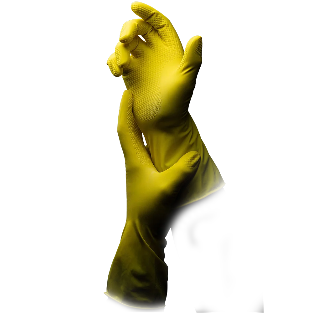 Guantes domésticos de látex, amarillo, talla M, sin polvo, Clean-Comfort: comprar guantes de látex como guantes de limpieza.