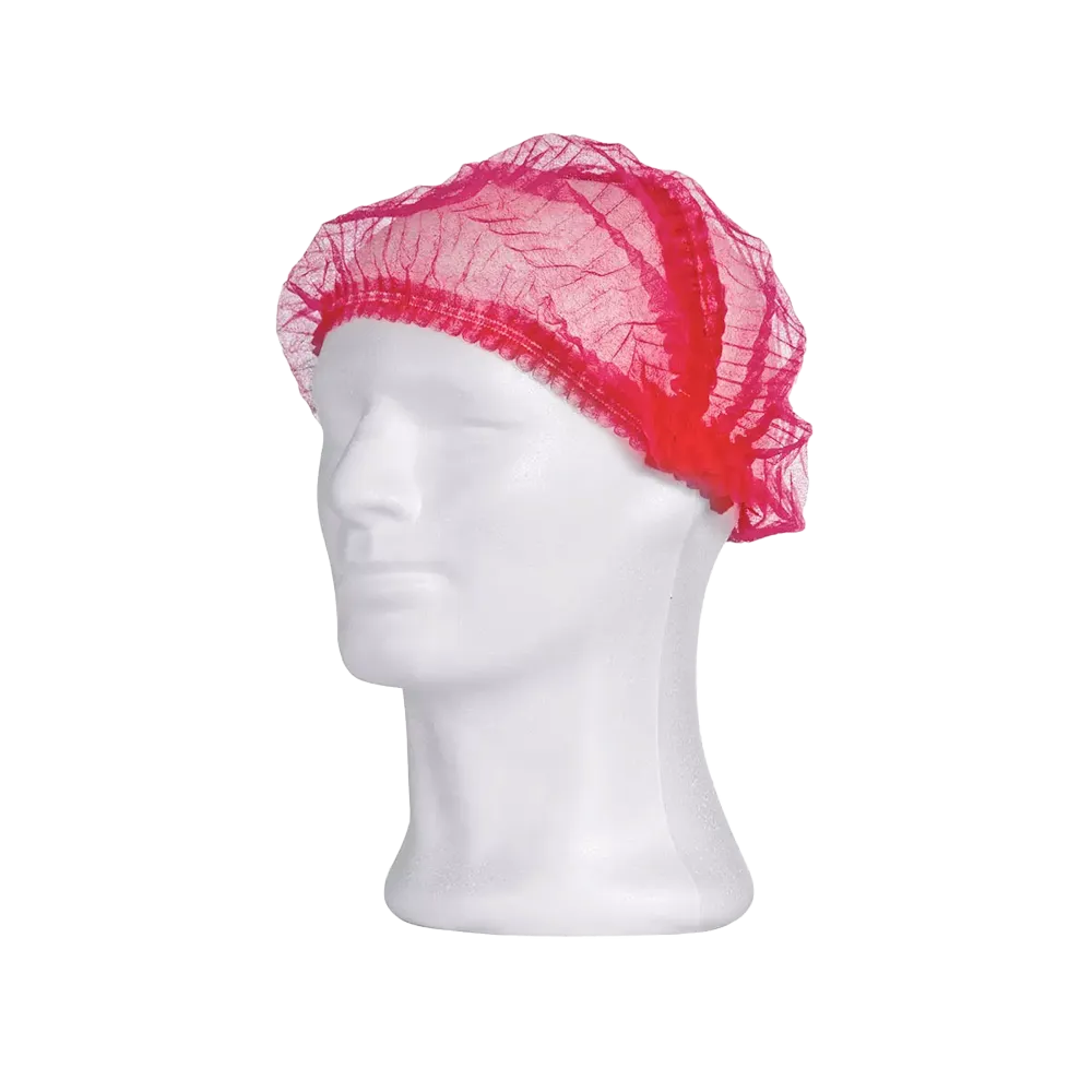 Gorros con clip de PP, detectables, talla M, 48 x 52 cm, color: rojo, Med-Comfort: compre gorros con clip de tejido ligero de polipropileno spunbonded permeable al aire, adecuados para el sector de la higiene.