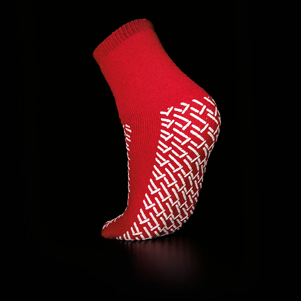 ECO-PLUS Calcetines antideslizantes, talla universal, rojo: comprar calcetines desechables antideslizantes cómodos para salas y pacientes.