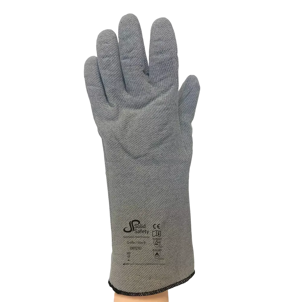 Guante de protección contra el calor, talla 9, gris, SolidSafety Heat protectors: comprar como protección contra los riesgos térmicos y para el área de alimentos guantes de seguridad industrial adecuados como PPE.