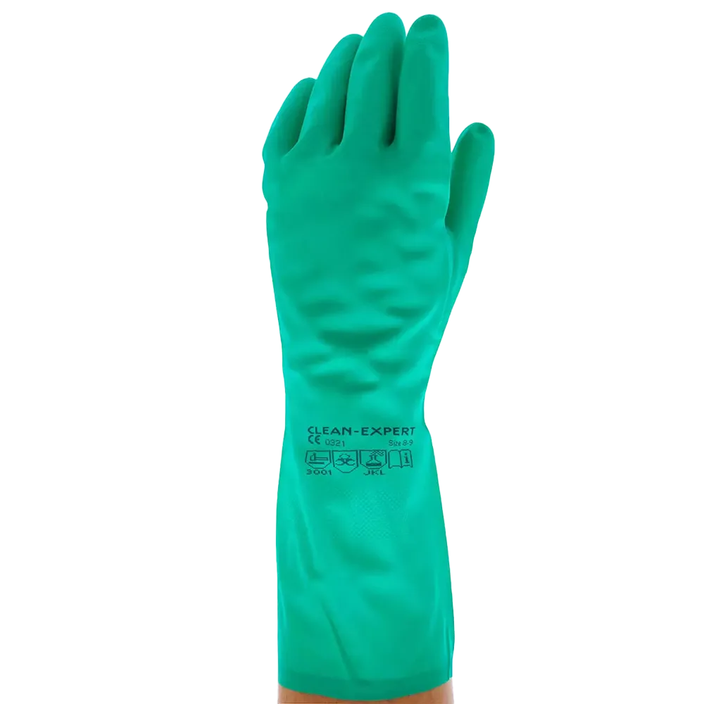 Guante industrial, tipo A, talla 8, verde, Solidsafety Clean Protect: comprar guante de seguridad industrial resistente a los productos químicos, fabricado en nitrilo y adecuado para el sector alimentario como EPI de compra.