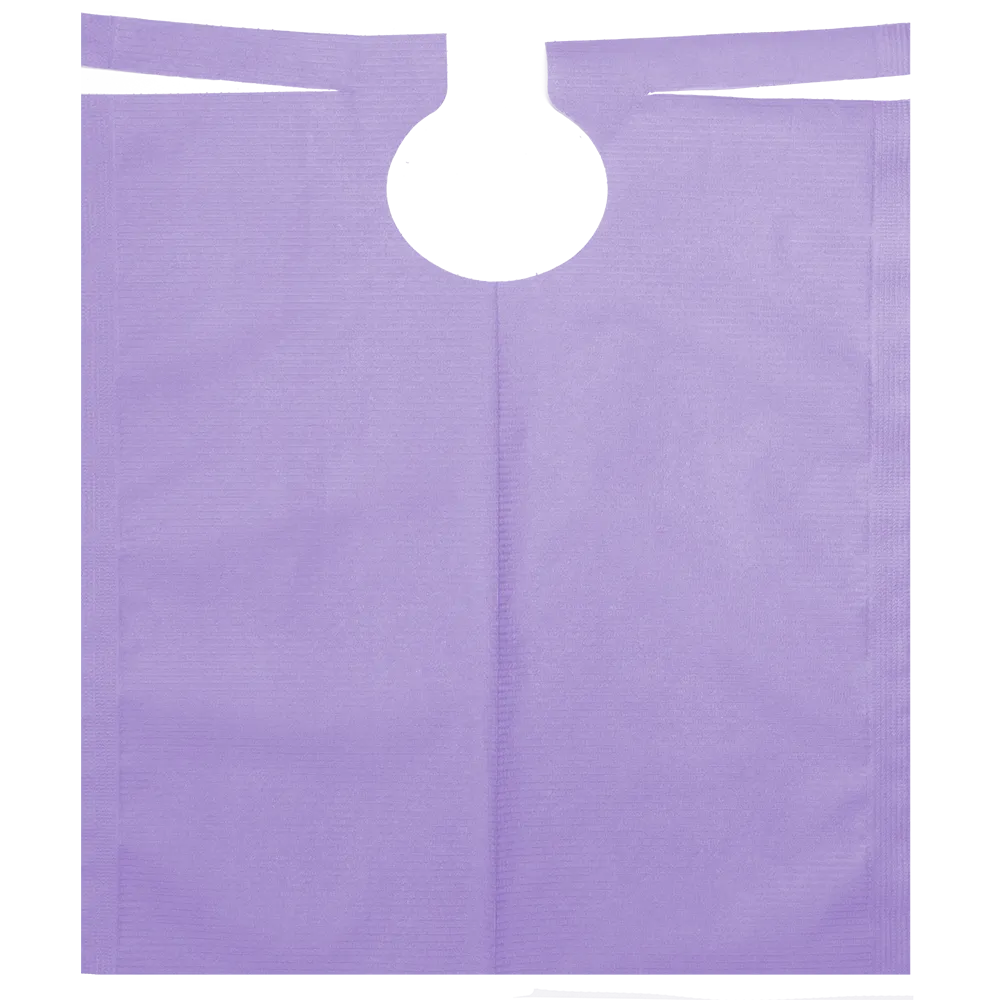 Capa de paciente con revestimiento de PE, color morado, 500 x 600 mm: comprar capa de paciente para uso dental.