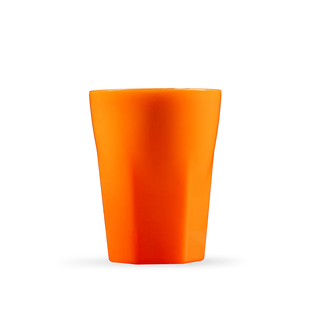 Vaso reutilizable PP, 150 ml, color naranja, polipropileno: Comprar vasos reutilizables PP sostenibles.