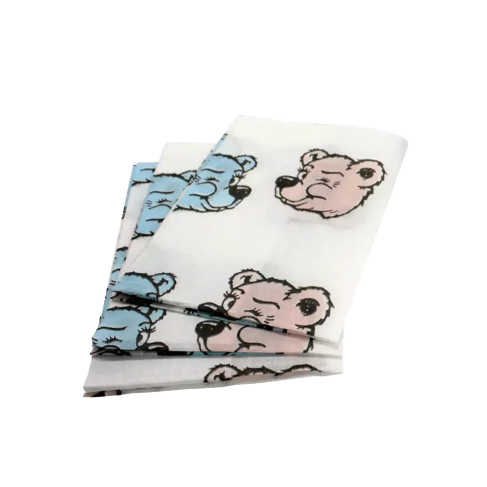 Servilletas dentales desechables para niños, 33 x 35 cm, blancas con estampado de osos, Med-Comfort: comprar Servilletas dentales para niños de una sola capa, para usar durante los tratamientos dentales y el cuidado de los dientes como material de consult