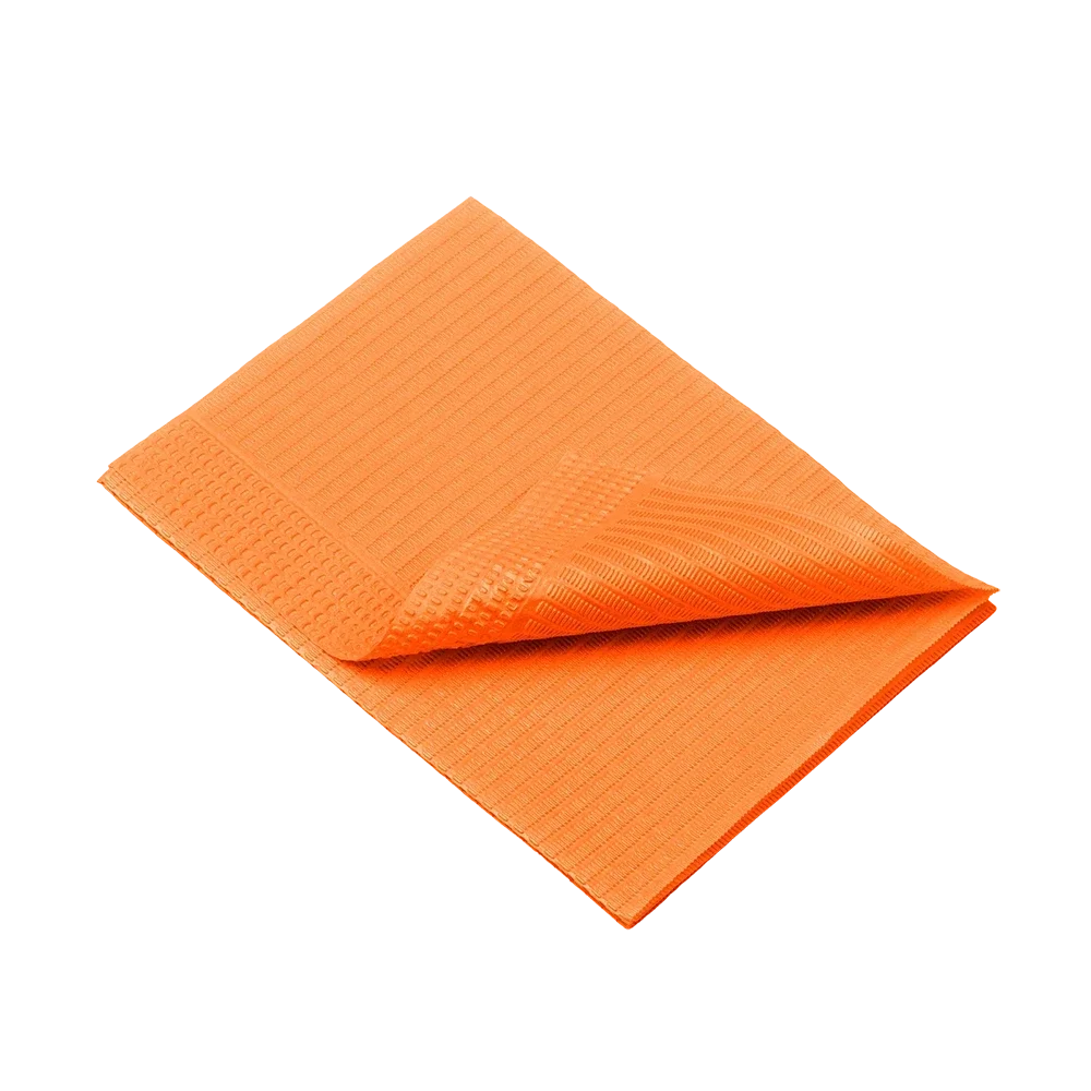 Servilletas dentales desechables para pacientes, 33 x 45 cm, color naranja: comprar servilletas dentales de 1 o 2 capas para su uso durante los tratamientos dentales como suministros de la consulta.