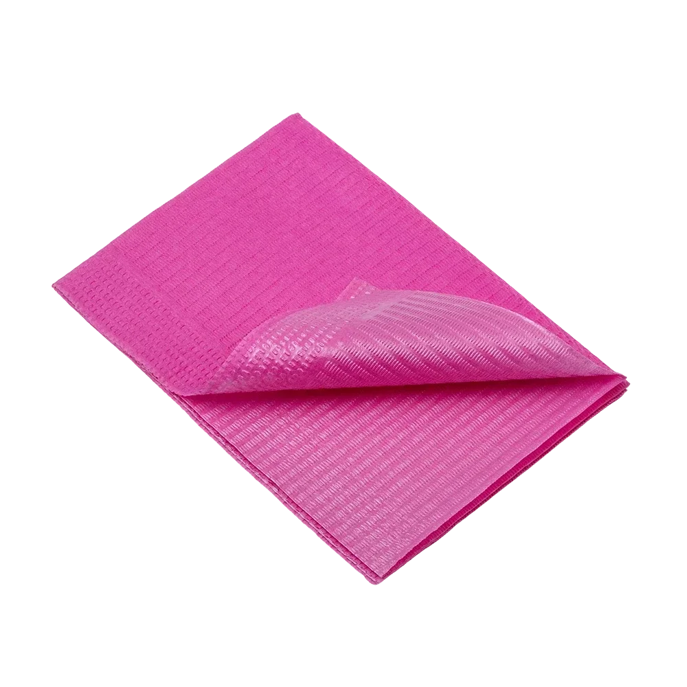 Servilletas dentales desechables para el paciente, 33 x 45 cm, color rosa: comprar servilletas dentales de 1 o 2 capas para su uso durante el tratamiento dental como material de consulta.