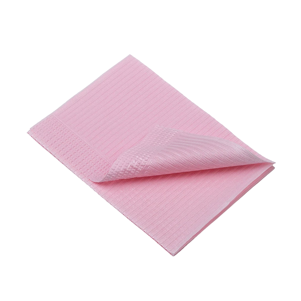 Servilletas dentales desechables para el paciente, 33 x 45 cm, color rosa: comprar servilletas dentales de 1 o 2 capas para utilizar durante los tratamientos dentales como material de consulta.