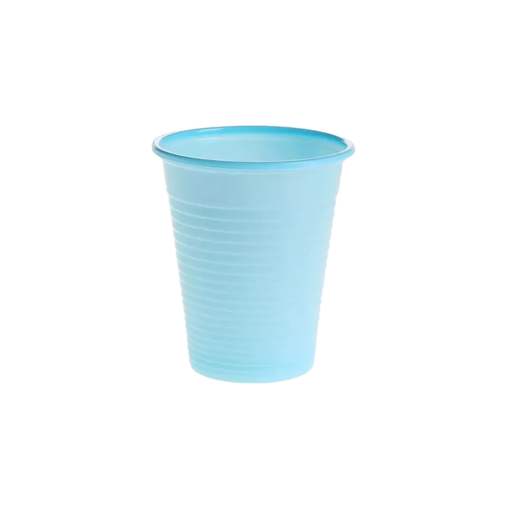 Vaso de enjuague bucal de PE, 180 ml, color azul claro, polietileno: comprar vaso de enjuague bucal de PE resistente y antideslizante con borde redondeado para tratamientos dentales.