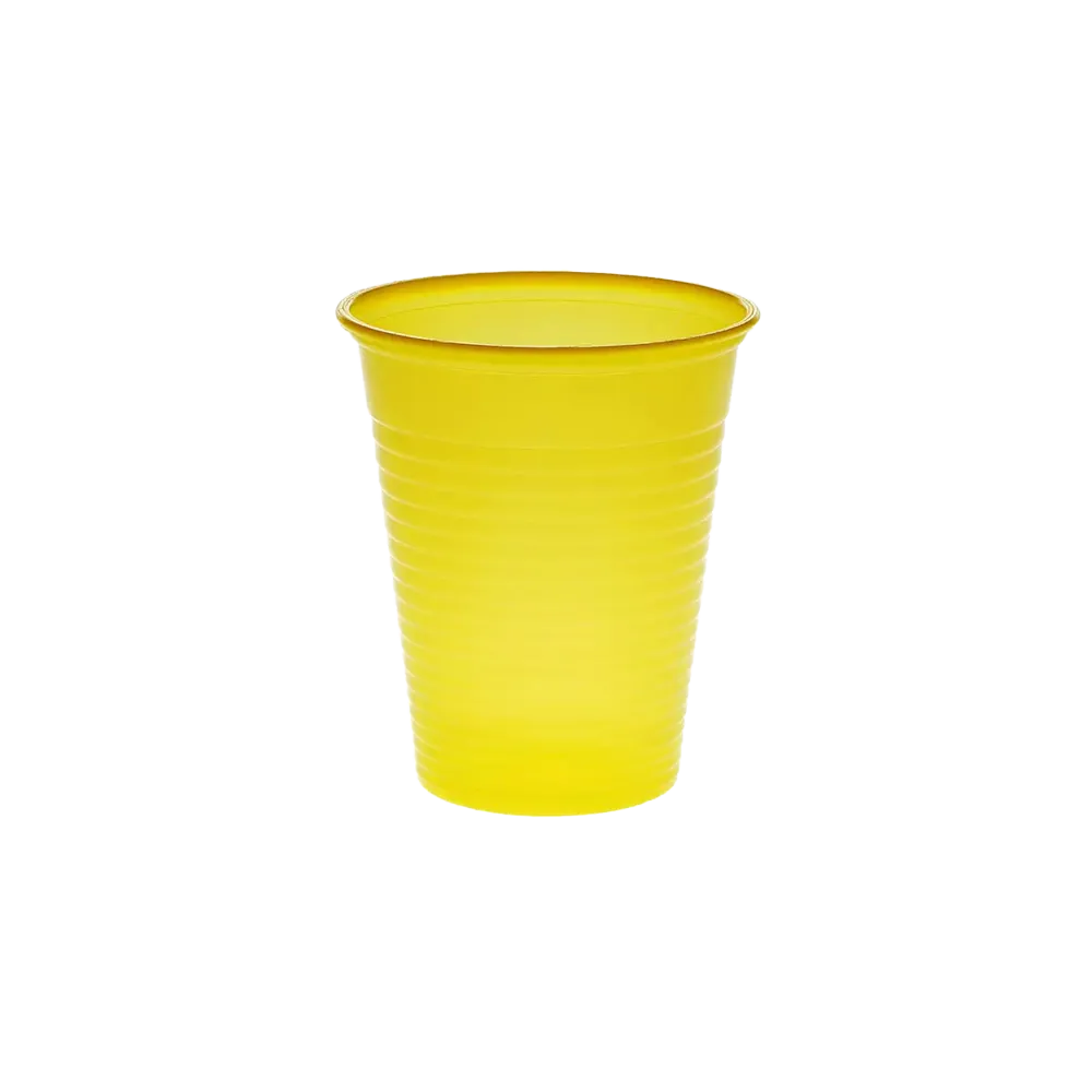 Vaso de enjuague bucal de PE, 180 ml, color amarillo, Polietileno: comprar Vaso de enjuague bucal de PE resistente y antideslizante con borde redondeado para uso dental.