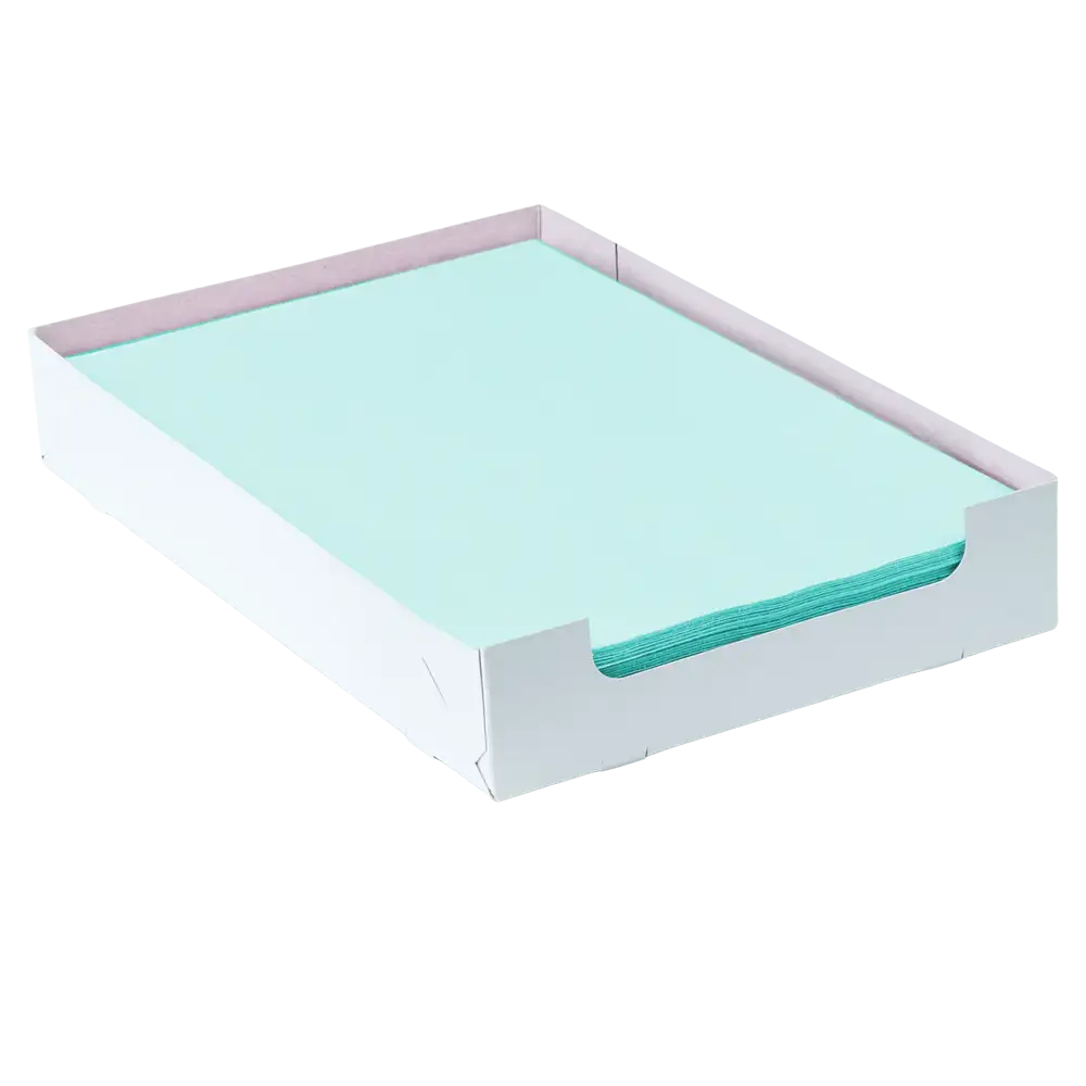 Caja de papel filtro desechable para bandejas, 18 x 28 cm, color verde, celulosa: comprar almohadilla de crepe dental para uso único durante los tratamientos dentales.