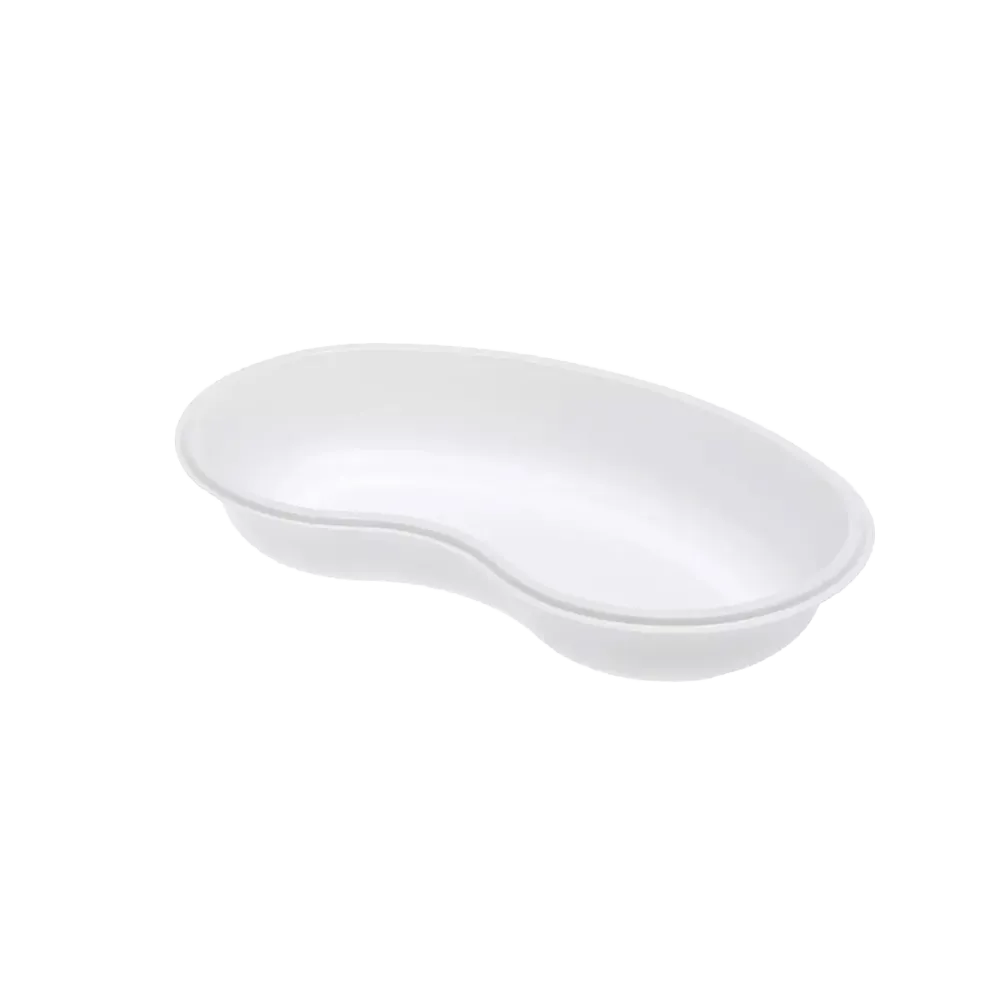 Bandeja desechable, color blanco, 250 x 150 x 40 mm, Med-Comfort: comprar bandeja desechable en forma de riñón fabricada en poliestireno como bandeja de instrumentos y contenedor de recogida para el área de enfermería.