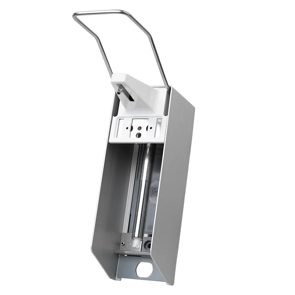 Dispensador de pared para 500 ml desinfectantes y jabones líquidos, 270 x 81 x 230 mm, palanca larga: comprar el dispensador de aluminio para líquidos como accesorio.