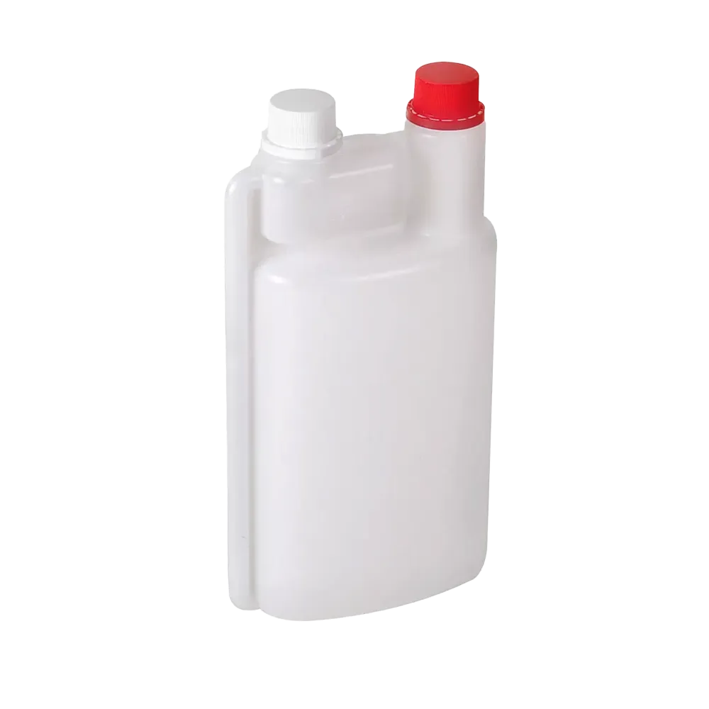 Botella dosificadora, 1l, blanca, roja: comprar botella con cámara de 60 ml para dosificar desinfectantes.