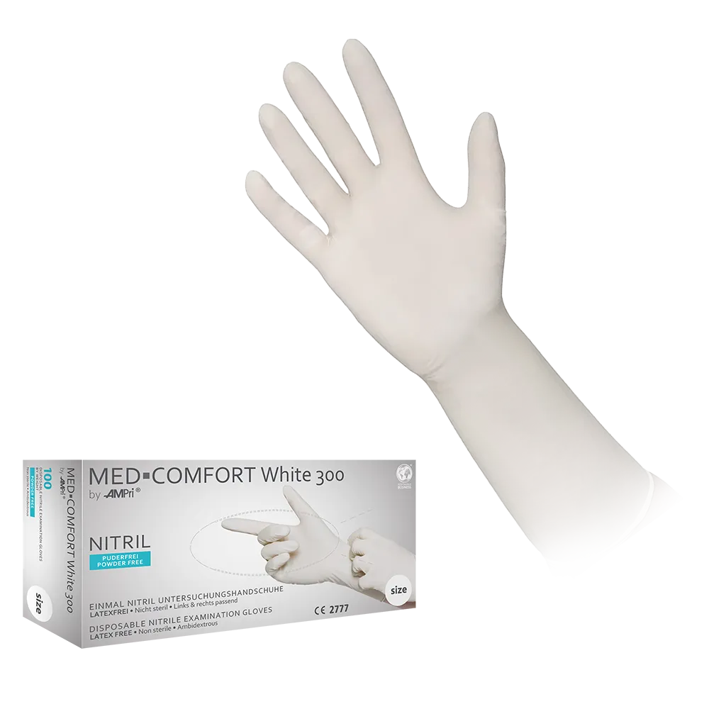 Guantes de nitrilo, blanco, talla XL, sin polvo, Puracomfort blanco 300: comprar guantes desechables de nitrilo como guantes de protección y guantes de examen de nitrilo.