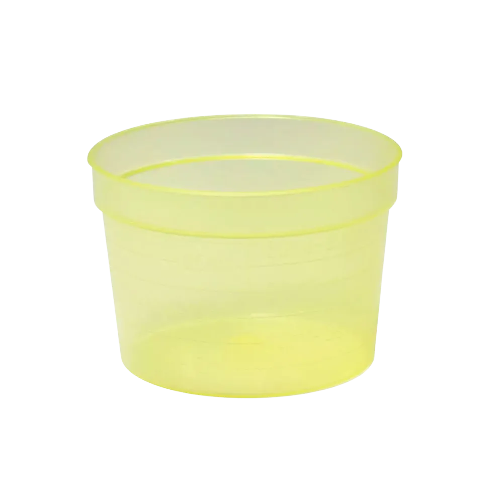 Vaso para medicamentos de PP, color amarillo, ancho, 30 ml, graduado: comprar vasos de polipropileno para tomar medicamentos o para dosificar líquidos y dispensar medicamentos como material de sala.