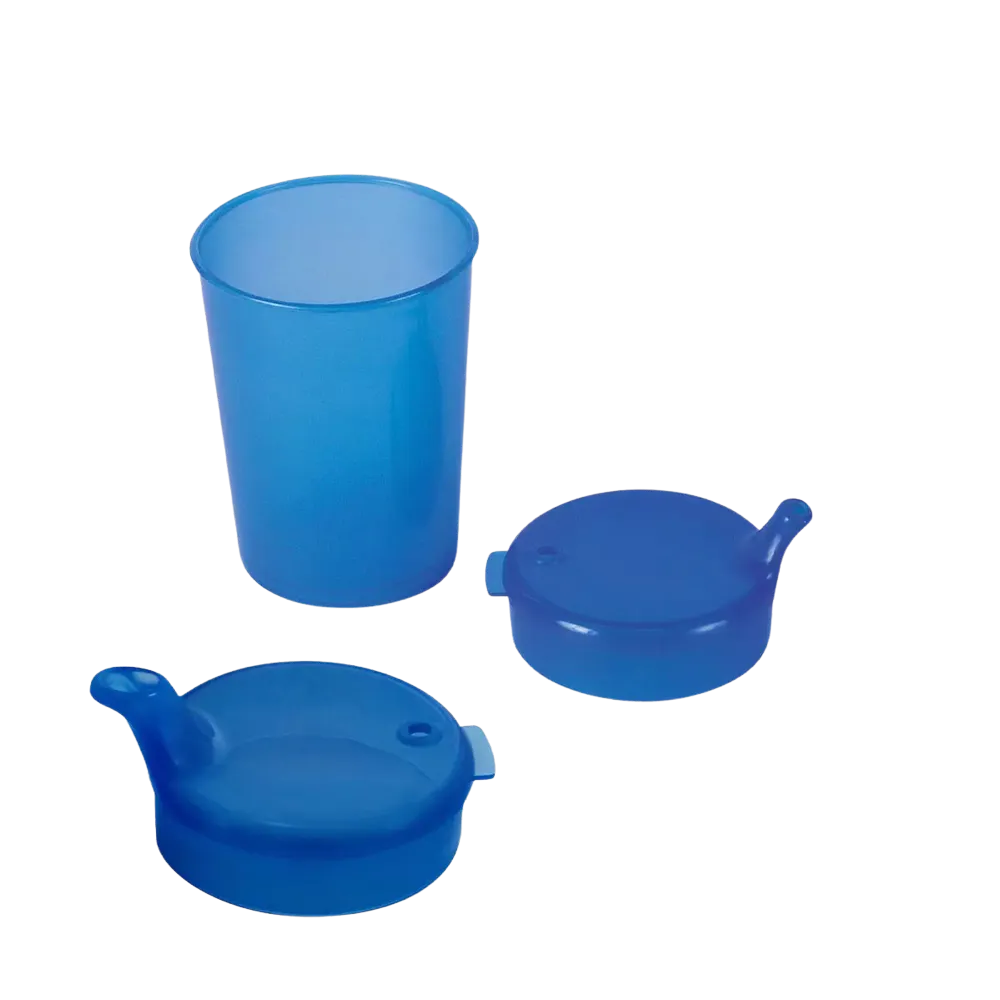 Taza de pico de PP superior e inferior SET, azul, 50 x 250 ml: comprar juego de polipropileno para 50 vasos sippy.