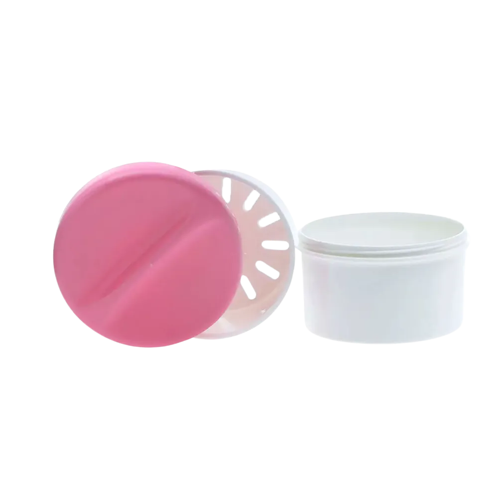 Vaso desechable de PP para dentaduras postizas, blanco, rosa, 250 ml de capacidad: comprar vaso con tapa e inserto de polipropileno para dentaduras postizas como suministros dentales.